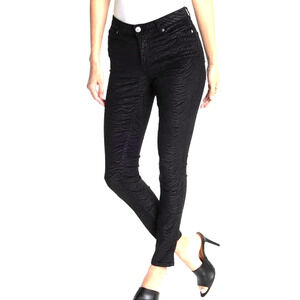 Ted Baker NWT Dehbra Zebra Skinny Jean Black Velvet Size 29 Burnout Animal Print